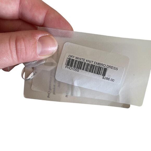 Pho Firenze One Shoulder Shift Mini Dress Small S Cream Knit Embroidered Eyelet - Picture 6 of 8